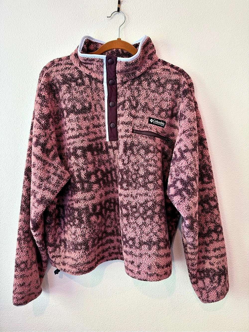 Columbia AL5769 Women's Printed Fleece Pullover Pink/ Purple XL